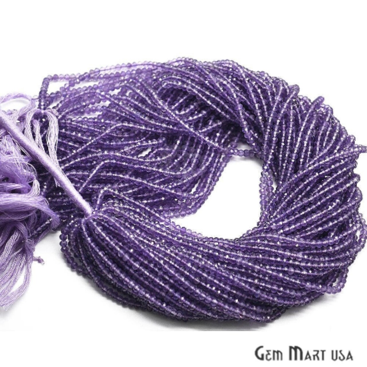 Gemstone Rondelle Bead Strands, Round Faceted, Polished Beads, Handmade Rondelle Beads, 12.5-inch, 3-4mm Round Strands for DIY Jewelry Making, GemMartUSA (70002)